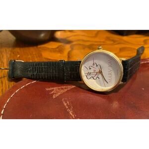 Women's 32mm Mary Kay Dundee Watch, Gold Tone with Black Leather Band